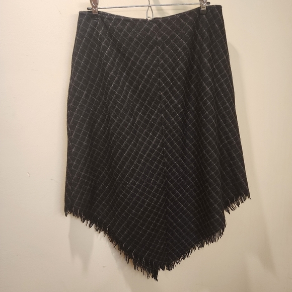 RAFAELLA Black and Gray wool blended asymetrical midi Skirt size 12 - Picture 2 of 8